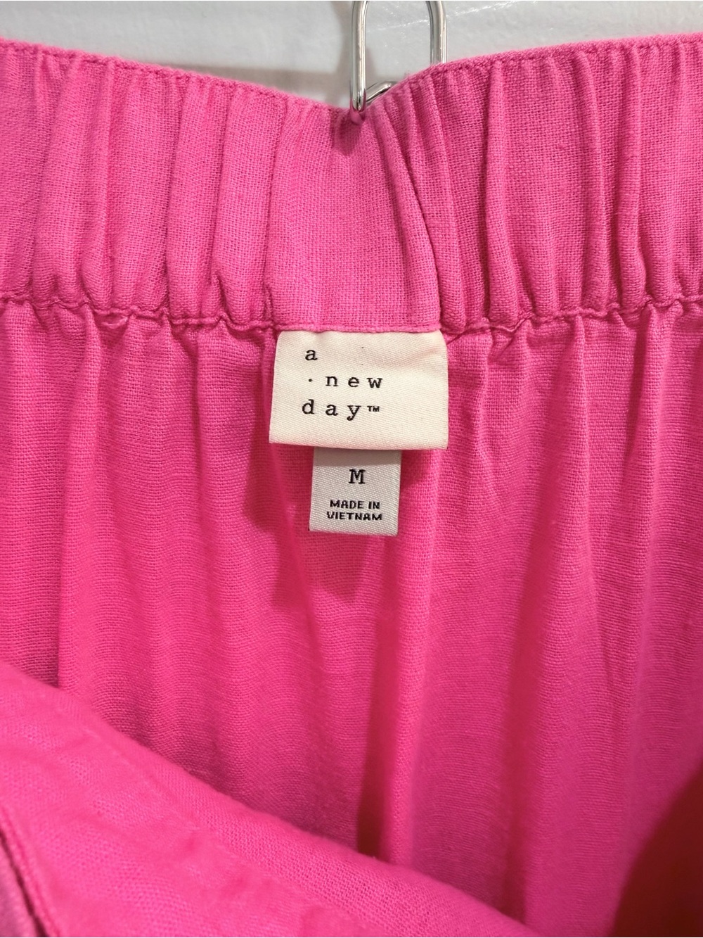 A New Day Pink Linen Blend Wrap Crossover Midi Skirt Side Tie Size Women’s Med - Picture 8 of 15